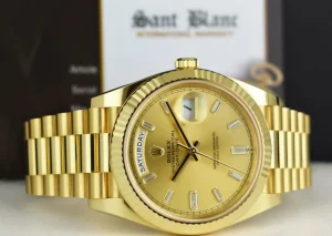Men's Watches | President Dress Watches | Sant Blanc ROLEX 18kt Gold President Day Date 40 Champagne Diamond Dial Model 228238