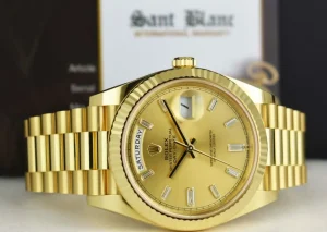 President Dress Watches | Sant Blanc ROLEX 18kt Gold President Day Date 40 Champagne Diamond Model 228238