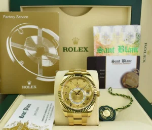 Sports Watches | Pilots Classic Watches | Sant Blanc ROLEX 18kt Gold Sky Dweller Champagne Arabic Dial Model 326938