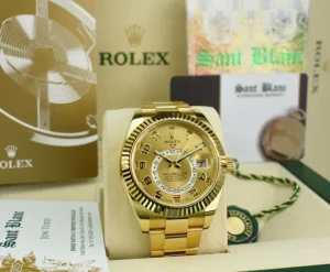 Sports Watches | Pilots Classic Watches | Sant Blanc ROLEX 18kt Gold Sky Dweller Champagne Arabic Dial Model 326938