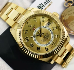 Sports Watches | Pilots Classic Watches | Sant Blanc ROLEX 18kt Gold Sky Dweller Champagne Arabic Dial Model 326938