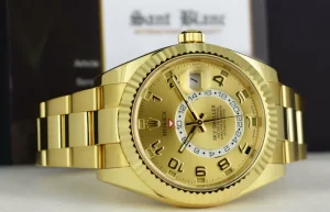 Sports Watches | Pilots Classic Watches | Sant Blanc ROLEX 18kt Gold Sky Dweller Champagne Arabic Dial Model 326938