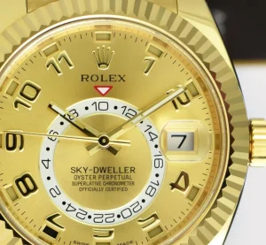 Sports Watches | Pilots Classic Watches | Sant Blanc ROLEX 18kt Gold Sky Dweller Champagne Arabic Dial Model 326938