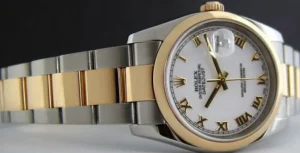 Dress Watches | Sant Blanc ROLEX 18kt Gold Stainless DateJust White Roman Dial Model 116203
