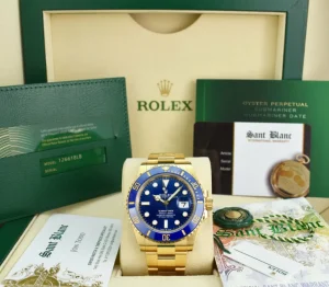 Diving Professional Watches | Men's Watches | Sant Blanc ROLEX 18kt Gold Submariner 41mm Blue Dial Model 126618 LB