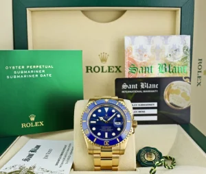 Sports Watches | Men's Watches | Sant Blanc ROLEX 18kt Gold Submariner Blue Ceramic Bezel Blue Dial Model 116618LB