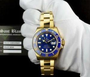 Sports Watches | Men's Watches | Sant Blanc ROLEX 18kt Gold Submariner Blue Ceramic Bezel Blue Dial Model 116618LB
