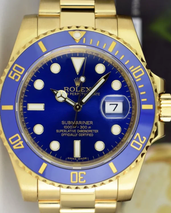 Sports Watches | Men's Watches | Sant Blanc ROLEX 18kt Gold Submariner Blue Ceramic Bezel Blue Dial Model 116618LB