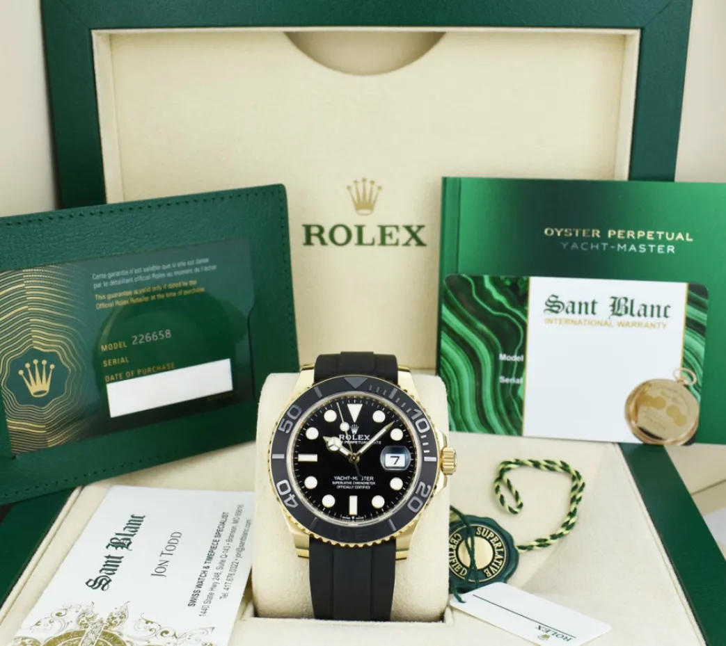 rolex_kt_gold_yachtmaster_0.webp Yachting Professional Watches | Men's Watches | Sant Blanc ROLEX 18kt Gold Yachtmaster 42mm Oysterflex Black Index Dial Model 226658