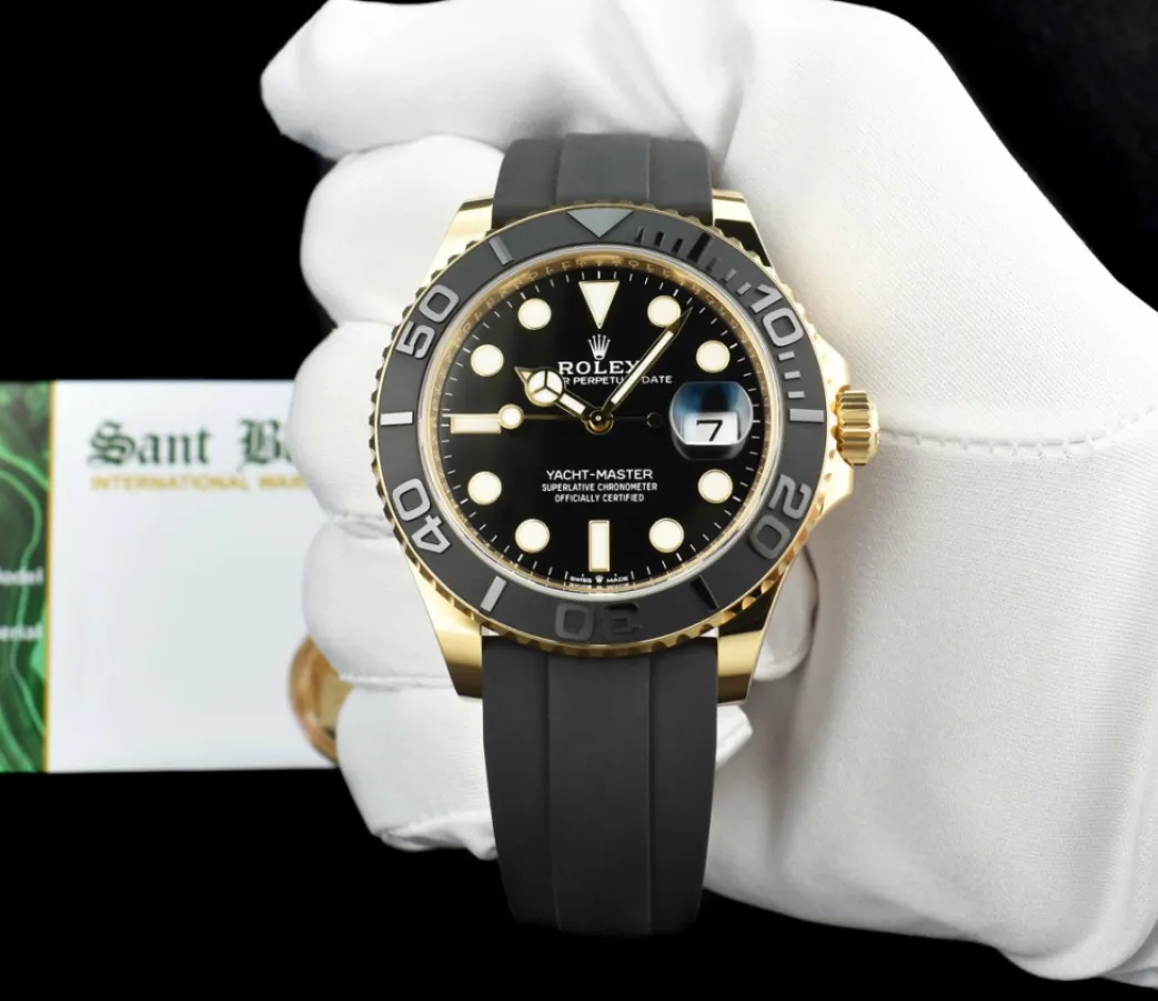 rolex_kt_gold_yachtmaster_1.webp Yachting Professional Watches | Men's Watches | Sant Blanc ROLEX 18kt Gold Yachtmaster 42mm Oysterflex Black Index Dial Model 226658