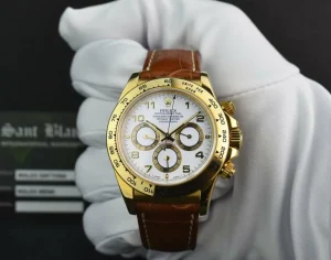 Sports Watches | Racing Professional Watches | Sant Blanc ROLEX 18kt Gold Zenith Daytona White Arabic Dial Model 16518