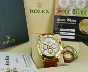 Sports Watches | Racing Professional Watches | Sant Blanc ROLEX 18kt Gold Zenith Daytona White Arabic Dial Model 16518