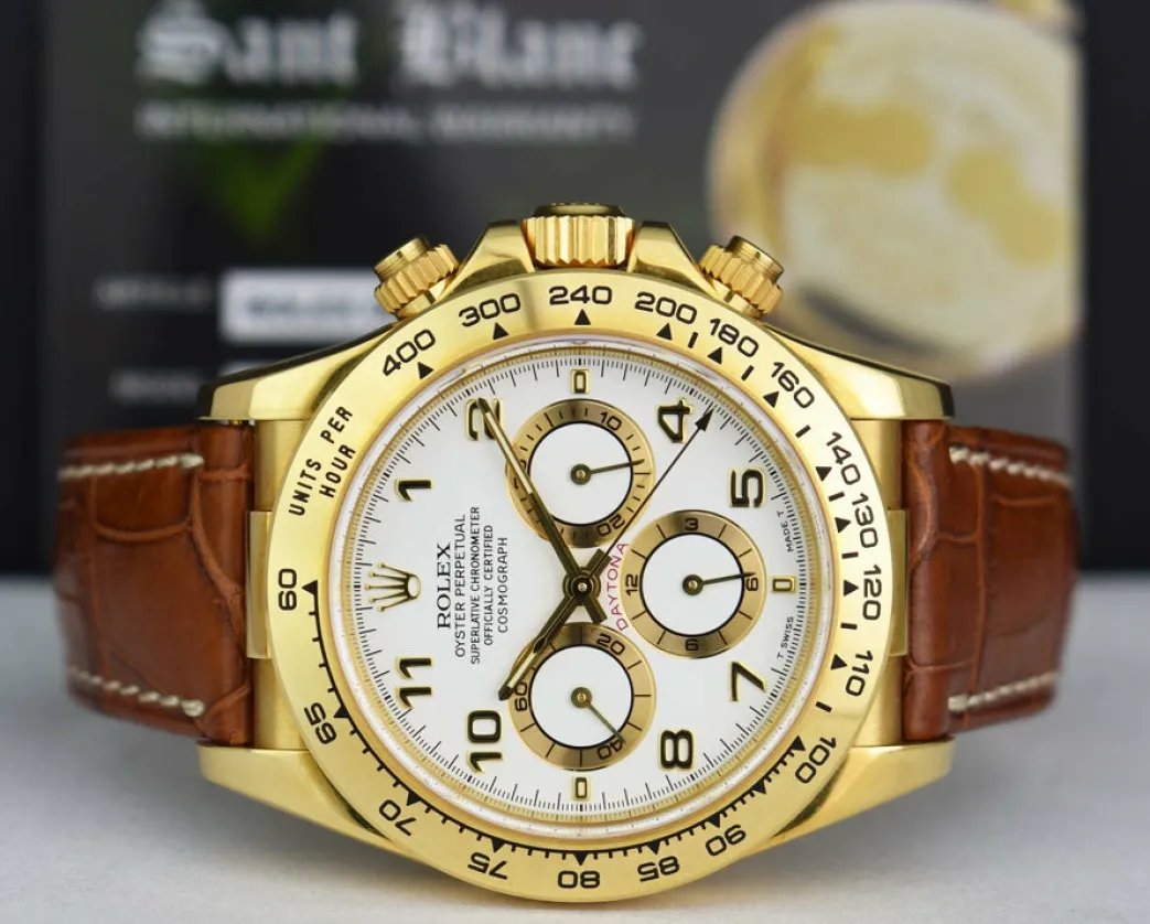 rolex_kt_gold_zenith_dayt_3.webp Sports Watches | Racing Professional Watches | Sant Blanc ROLEX 18kt Gold Zenith Daytona White Arabic Dial Model 16518