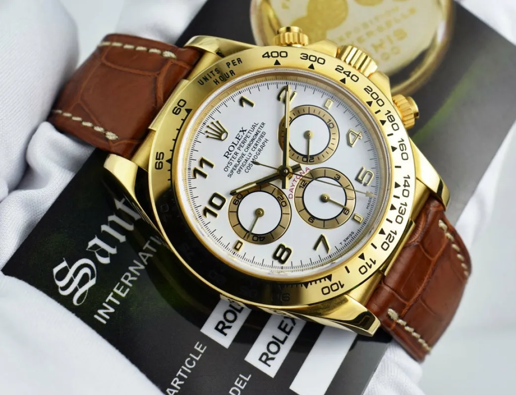 rolex_kt_gold_zenith_dayt_4.webp Sports Watches | Racing Professional Watches | Sant Blanc ROLEX 18kt Gold Zenith Daytona White Arabic Dial Model 16518