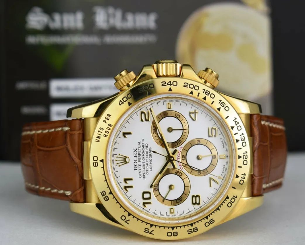 rolex_kt_gold_zenith_dayt_5.webp Sports Watches | Racing Professional Watches | Sant Blanc ROLEX 18kt Gold Zenith Daytona White Arabic Dial Model 16518