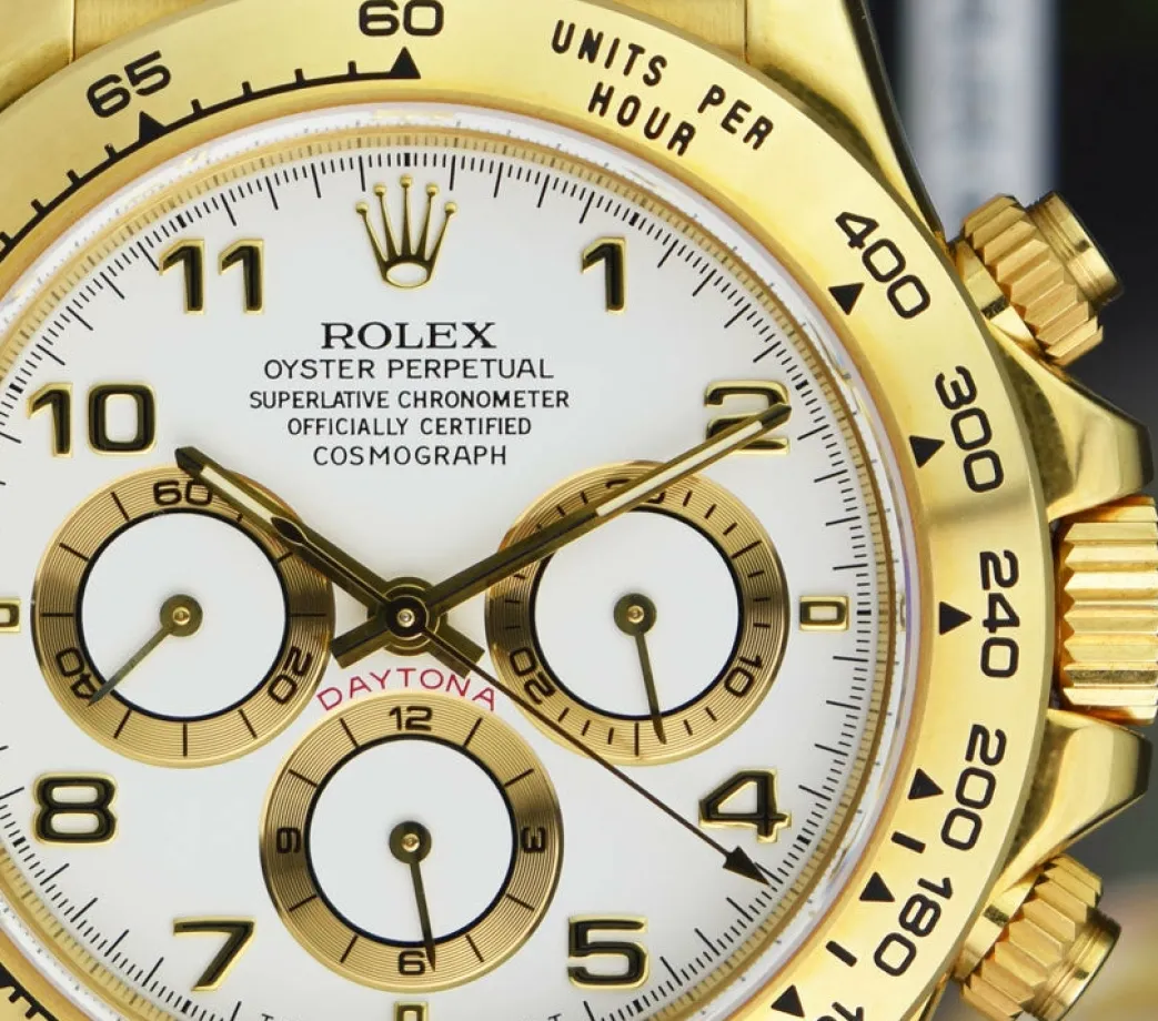 rolex_kt_gold_zenith_dayt_8.webp Sports Watches | Racing Professional Watches | Sant Blanc ROLEX 18kt Gold Zenith Daytona White Arabic Dial Model 16518