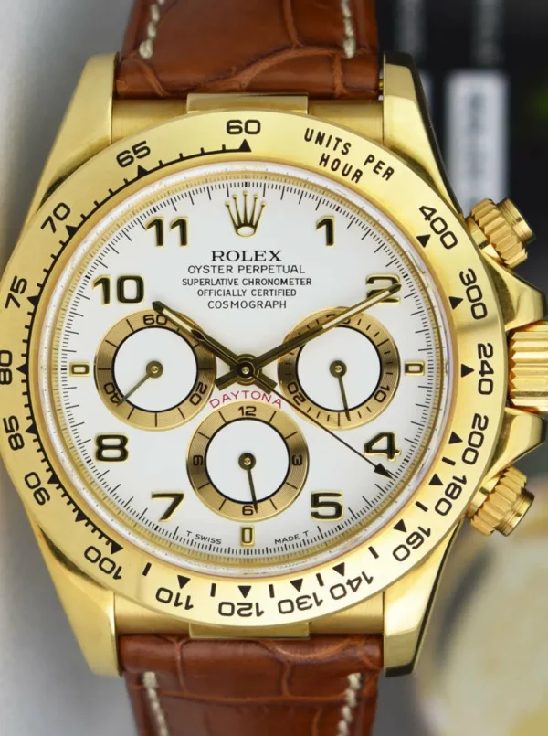 Sports Watches | Racing Professional Watches | Sant Blanc ROLEX 18kt Gold Zenith Daytona White Arabic Dial Model 16518