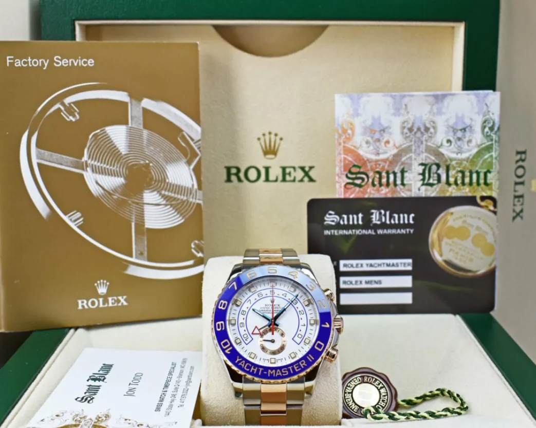 rolex_kt_rose_gold__stain_0-5.webp Yachting Professional Watches | Men's Watches | Sant Blanc ROLEX 18kt Rose Gold & Stainless Steel YachtMaster II 44mm Blue Hands Model 116681