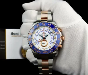 Yachting Professional Watches | Sports Watches | Sant Blanc ROLEX 18kt Rose Gold & Stainless Steel YachtMaster II Blue Hands Model 116681