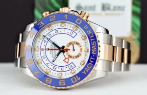 Yachting Professional Watches | Sant Blanc ROLEX 18kt Rose Gold & Stainless YachtMaster II Blue Hands Model 116681