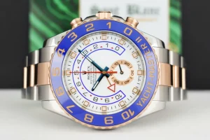 Yachting Professional Watches | Sant Blanc ROLEX 18kt Rose Gold & Stainless YachtMaster II Blue Hands Model 116681