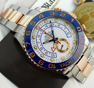 Yachting Professional Watches | Sports Watches | Sant Blanc ROLEX 18kt Rose Gold & Stainless Steel YachtMaster II Blue Hands Model 116681