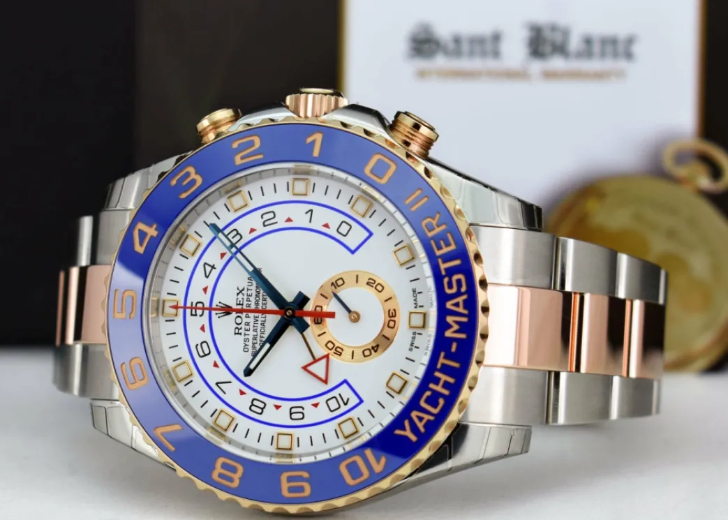 rolex_kt_rose_gold__stain_5-6.webp Yachting Professional Watches | Sports Watches | Sant Blanc ROLEX 18kt Rose Gold & Stainless Steel YachtMaster II Blue Hands Model 116681
