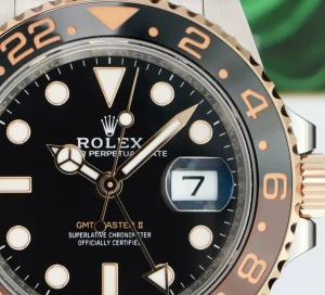 Pilots Professional Watches | Sant Blanc ROLEX 18kt Rose Gold & Stainless Steel GMT Master II Root Beer Bezel Model 126711