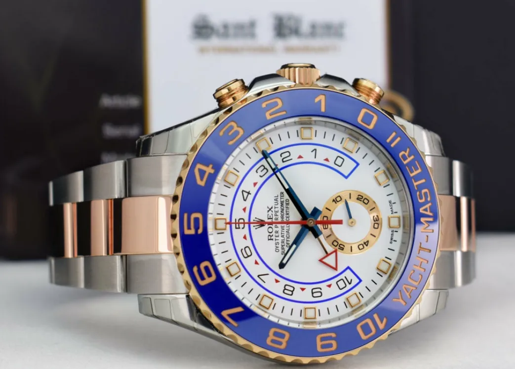 rolex_kt_rose_gold__stain_6-5.webp Yachting Professional Watches | Sports Watches | Sant Blanc ROLEX 18kt Rose Gold & Stainless Steel YachtMaster II Blue Hands Model 116681