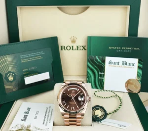 President Dress Watches | Sant Blanc ROLEX 18kt Rose Gold Day Date 40 President Chocolate Roman Dial Model 228235