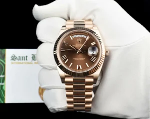 President Dress Watches | Sant Blanc ROLEX 18kt Rose Gold Day Date 40 President Chocolate Roman Dial Model 228235