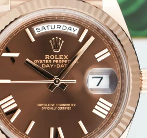 President Dress Watches | Sant Blanc ROLEX 18kt Rose Gold Day Date 40 President Chocolate Roman Dial Model 228235
