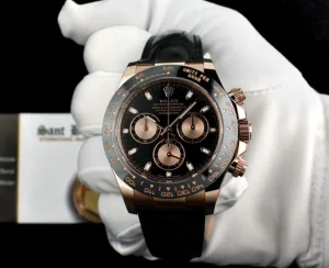 Men's Watches | Racing Professional Watches | Sant Blanc ROLEX 18kt Rose Gold Daytona Leather Strap Black Rose 