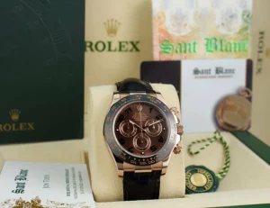 Men's Watches | Racing Professional Watches | Sant Blanc ROLEX 18kt Rose Gold Daytona Chocolate Arabic Dial Black Ceramic Bezel Model 116515