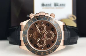 Men's Watches | Racing Professional Watches | Sant Blanc ROLEX 18kt Rose Gold Daytona Chocolate Arabic Dial Black Ceramic Bezel Model 116515