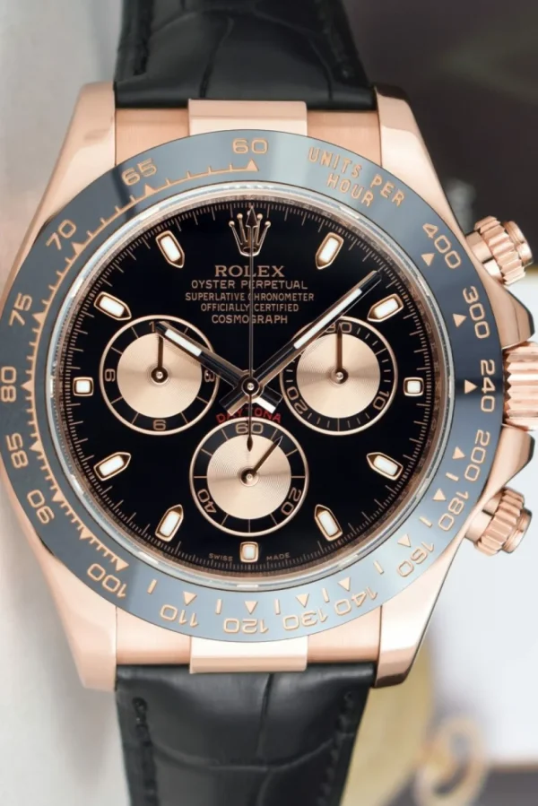 Men's Watches | Racing Professional Watches | Sant Blanc ROLEX 18kt Rose Gold Daytona Cosmograph Black Reverse Panda Model 116515