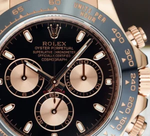 Racing Professional Watches | Sant Blanc ROLEX 18kt Rose Gold Daytona Alligator Band Black Dial with Card Model 116515