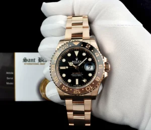 Men's Watches | Pilots Professional Watches | Sant Blanc ROLEX 18kt Rose Gold GMT Master II "Root beer" Ceramic Bezel Model 126715CHNR