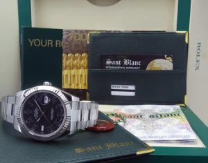Men's Watches | Dress Watches | Sant Blanc ROLEX 18kt White Gold & Stainless DateJust II Black Roman Dial Model 116334