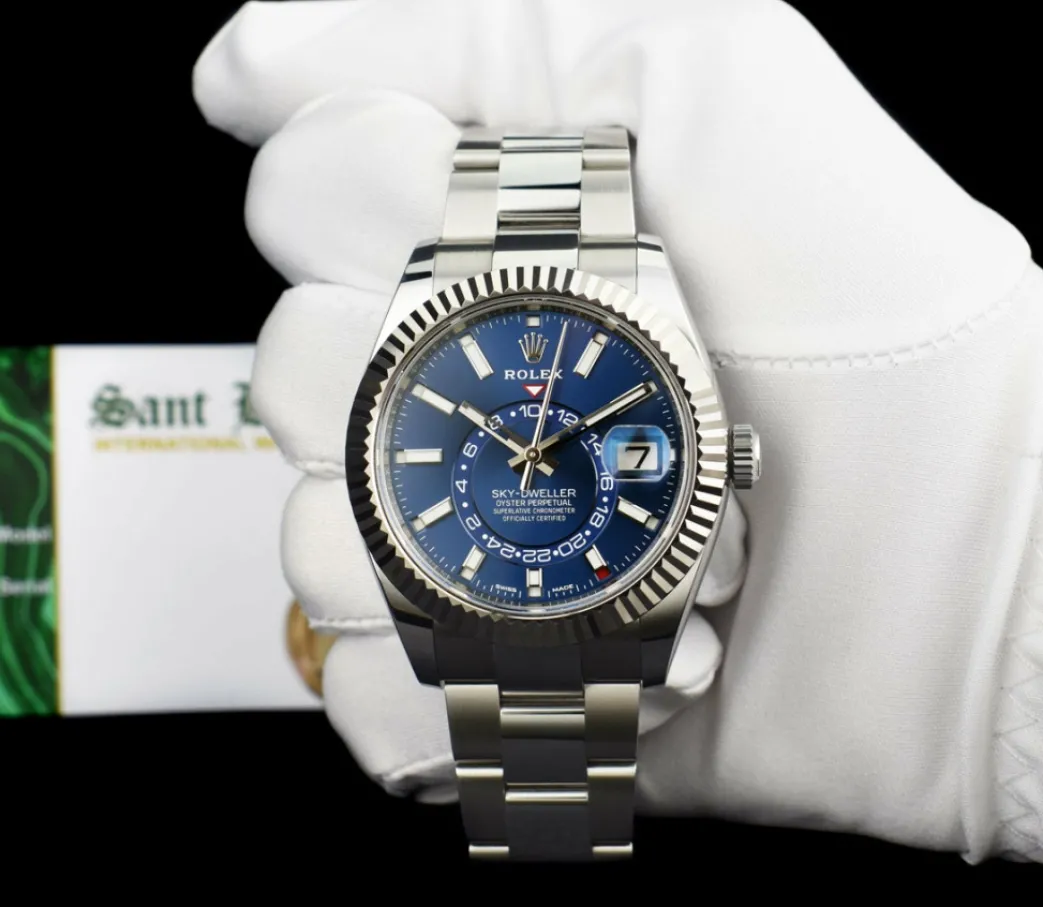 rolex_kt_white_gold__stai_1-13.webp Pilots Classic Watches | Sant Blanc ROLEX 18kt White Gold & Stainless Steel Sky Dweller Blue Dial Model 326934