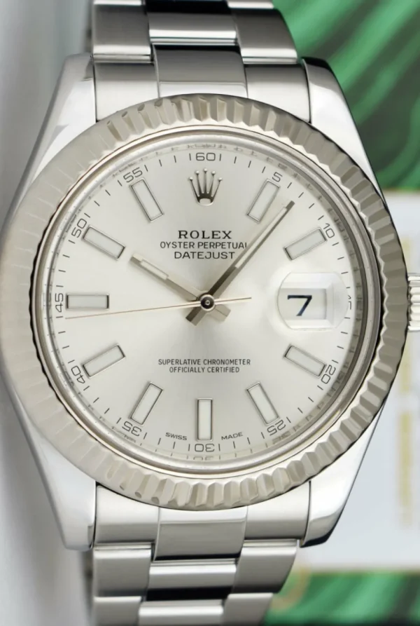 Dress Watches | Sant Blanc ROLEX 18kt White Gold & Stainless Steel DateJust II Silver Index Dial Model 116334