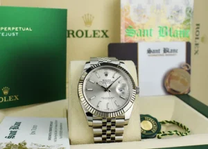 Men's Watches | Dress Watches | Sant Blanc ROLEX 18kt White Gold & Stainless Steel DateJust 41 Silver Index Dial Model 126334