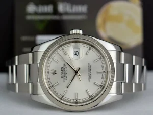 Dress Watches | Sant Blanc ROLEX 18kt White Gold & Stainless DateJust Silver Index Dial Model 116234