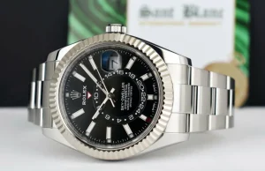 Pilots Classic Watches | Sant Blanc ROLEX 18kt White Gold & Stainless Steel Sky Dweller Black Dial w/ Card Model 326934