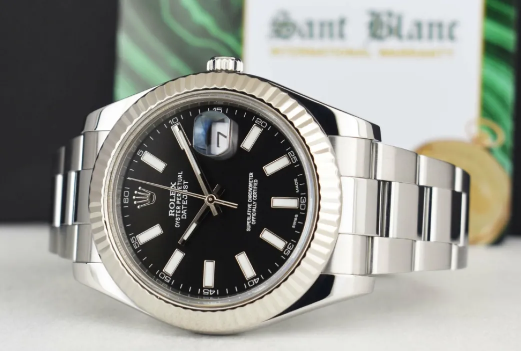 rolex_kt_white_gold__stai_3-3.webp Dress Watches | Sant Blanc ROLEX 18kt White Gold & Stainless Steel DateJust II 41mm Black Index Dial Model 116334