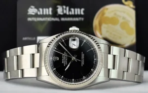 Men's Watches | Dress Watches | Sant Blanc Rolex 18kt White Gold & Stainless Steel Datejust Black Stick Dial Oyster Band Model 16234