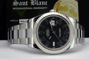 Men's Watches | Dress Watches | Sant Blanc ROLEX 18kt White Gold & Stainless DateJust II Black Roman Dial Model 116334