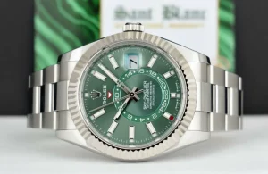 Pilots Classic Watches | Sant Blanc ROLEX 18kt White Gold & Stainless Steel Sky-Dweller Mint Green 2023 Card Model 336934
