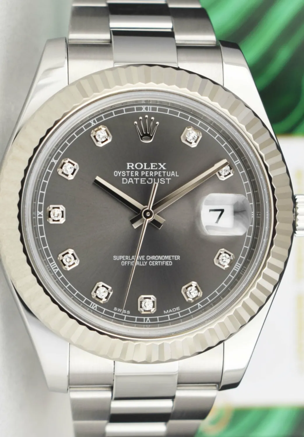 rolex_kt_white_gold__stai_4-4.webp Dress Watches | Sant Blanc ROLEX 18kt White Gold & Stainless Steel DateJust II Rhodium Diamond Dial Model 116334