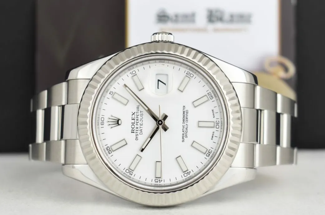 rolex_kt_white_gold__stai_4-6.webp Dress Watches | Sant Blanc ROLEX 18kt White Gold & Stainless Steel DateJust II White Index Dial 116334